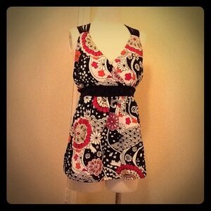 COPY - REDUCED!!! Black pink orange green print top